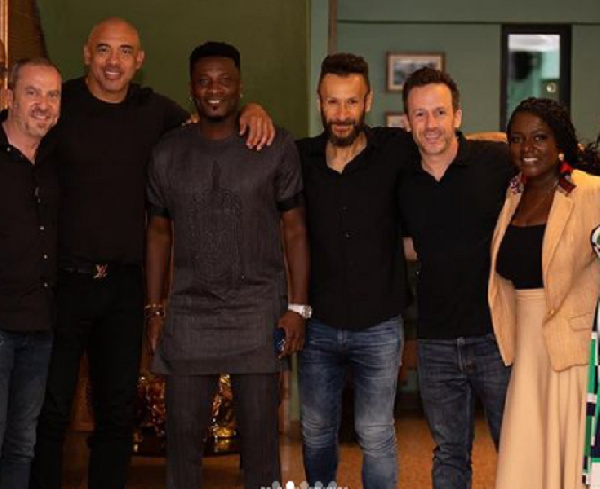 GRAMMY CEO, Panos Panay (second from left) next to Asamoah Gyan