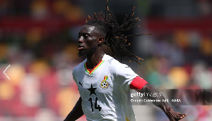 Gideon Mensah wore the Black Stars captain band for the first time in his international career