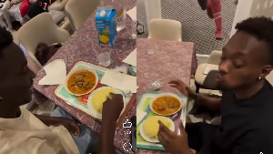 Adama Boiro and Álvaro Djaló, enjoying the Fufu