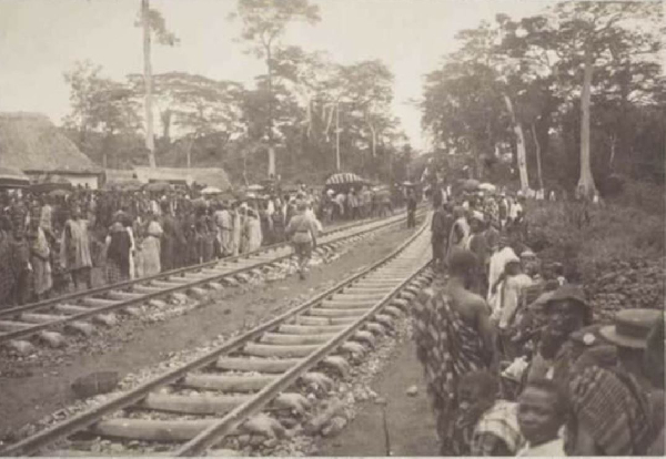 Some of the Ghanaians waiting for the train in Kumasi for first time