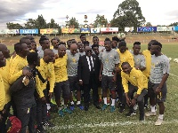 File photo to Akufo-Addo with the Black Stars squat in Ethiopia