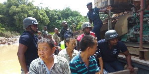 File photo: Some Chinese and Ghanaian galamsey operators arrested by the police.