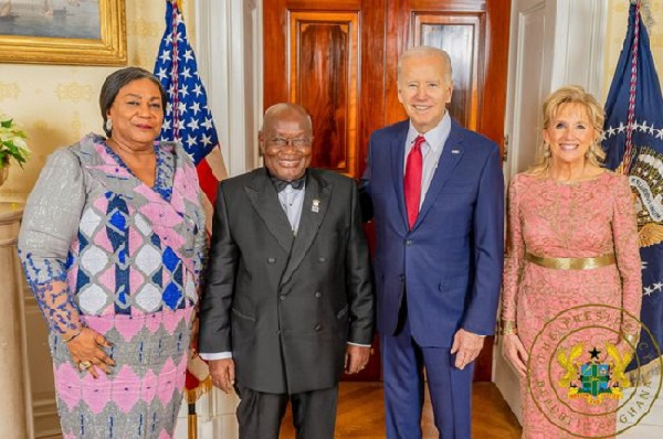 The Bidens and the Akufo-Addos at the White House in 2022