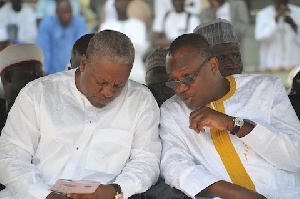 File photo of Mahama in a chat with Prosper Bani