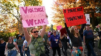 Campaigners calling for an end to violence against women demonstrated in cities around Australia