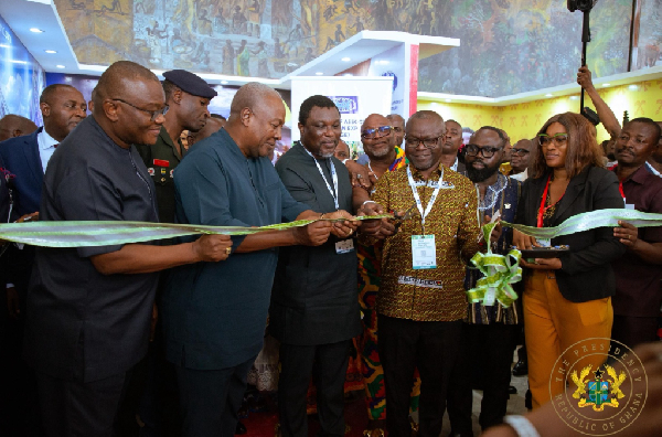 President John Mahama [2nd - L] cutting the sod at the opening of the Ghana Horticulture Expo