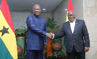 President-elect John Mahama [L] and outgoing President Akufo-Addo