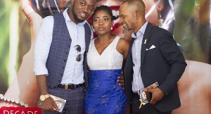 Abigail Ashley in a pose with Kennedy Osei (right) and Fadda Dickson