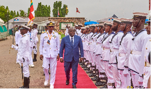 Julius Debrah, the Chief of Staff (M) inspecting the parade