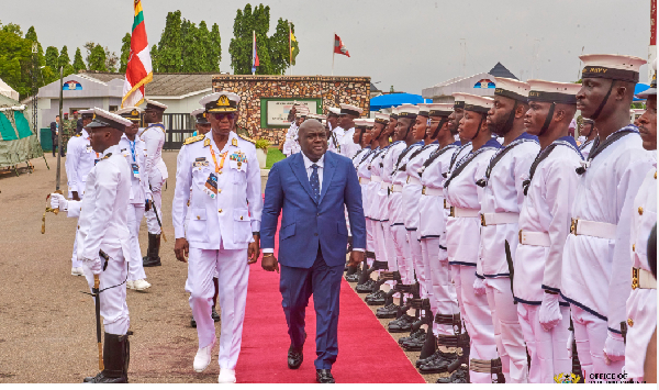 Julius Debrah, the Chief of Staff (M) inspecting the parade