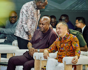 President Mahama with the Chairman of Sentuo Group, Xu Ningquan at the unveiling ceremony