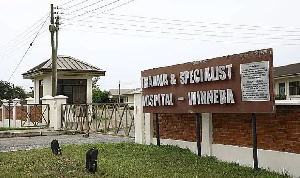 The entrance of the Trauma and Specialist Hospital at Winneba