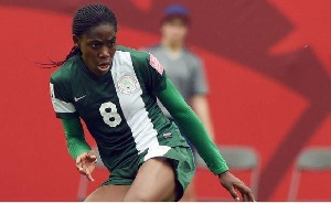 Nigeria's Asisat Oshoala scored the Super Falcons' third goal against Kenya