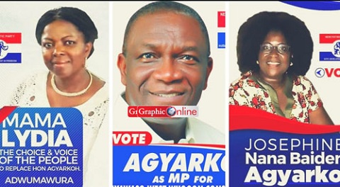 Posters emerging show both widows with the late MP, Kyerematen Agyarko