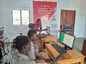 Telecel Ghana’s employees renovate and upgrade computer lab at Bamboi D/A JHS