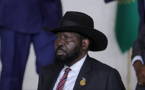 South Sudan's President Salva Kiir is seen at an African Union summit in Addis Ababa, Ethiopia