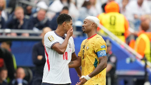 A picture of Bellingham covering his mouth while talking to Jordan Ayew has caused controversy A picture of Bellingham covering his mouth while talking to Jordan Ayew has caused controversy