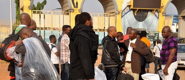 The deportees  arrived at the Kotoka International Airport thursday night
