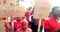 Some of the youth showing their placards during the demonstration