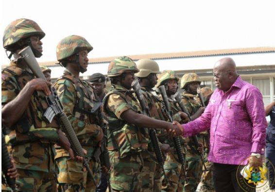 President Nana Addo Dankwa Akufo-Addo greeting combat ready soldiers | File photo