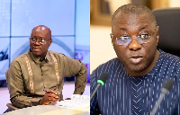 Dr Cassiel Ato Forson (L) jabs Dr Mohammed Amin Adam