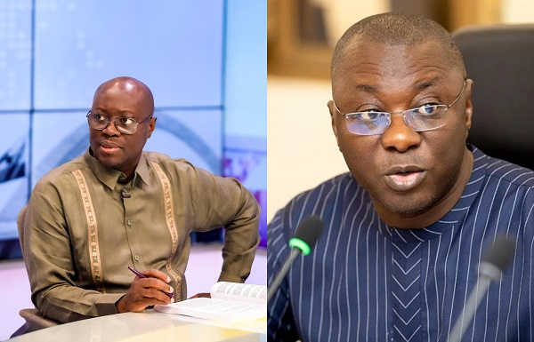 Dr Cassiel Ato Forson (L) jabs Dr Mohammed Amin Adam