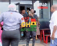 A shot captured from the video of staff members and customers at KFC at Ashiaman brunch