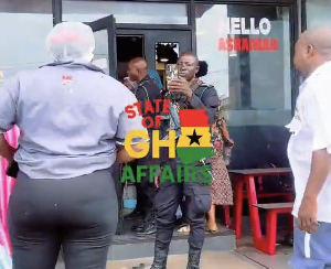 A shot captured from the video of staff members and customers at KFC at Ashiaman brunch