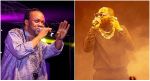 Davido (R) paid tribute to Daddy Lumba during his concert in Toronto