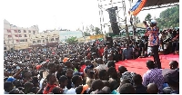 Kenya’s opposition leader leader Raila Odinga addressing supporters