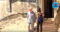 Prince of Wales, Prince Charles with a tour guide at the Osu Castle