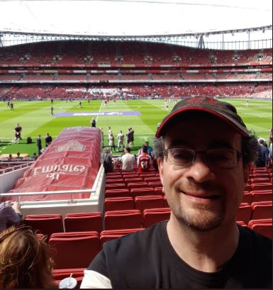 Jon Benjamin at the Emirates Stadium in London