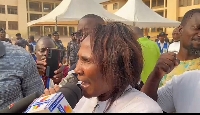 Nana Akua Owusu Afriyie speaking to journalists after emerging victorious