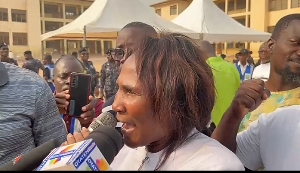 Nana Akua Owusu Afriyie speaking to journalists after emerging victorious