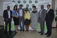 Glo Head of Business, Mr. Nagasi Viswanath ( 3rd left) is flanked by Glo Brand Ambassadors