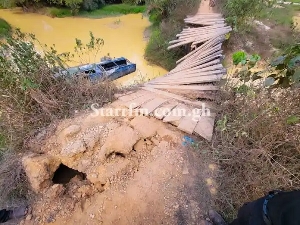 The police bus was found in a river close to an abandoned mining pit