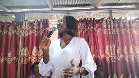 Yvonne Osei Adobea speaking to the students of Serwaa Nyarko SHS