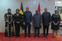 Carlos Vila Nova (third person from left) being welcomed by Ghanaian officials