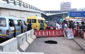 Kwame Nkrumah Interchange has developed deep and deadly gaping holes