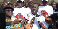 Mahmoud Kabore speaking to the media