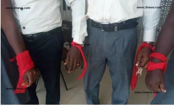 Members of CETAG had hung red bands to signify the activation of a first of industrial action