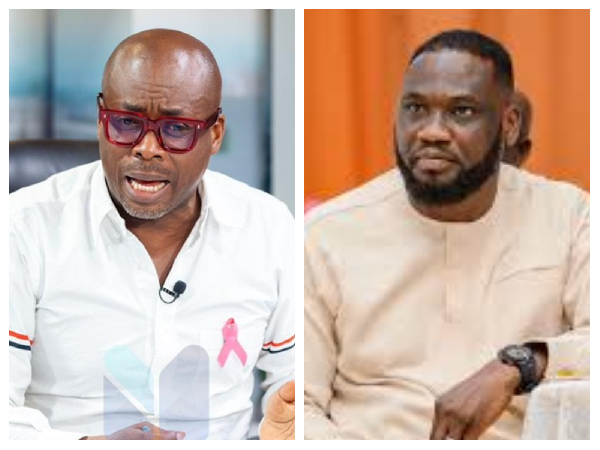 Paul Adom-Otchere (L) made a prediction about MP Kwame Ohene Frimpong (R)