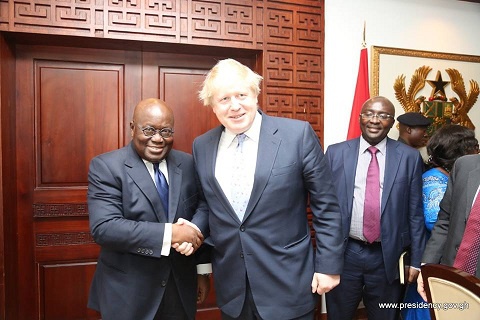 UK Foreign Secretary Boris Johnson with President Akufo-Addo