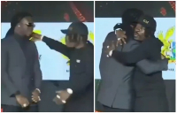 Shatta Wale and Stonebwoy seen hugging at the Ghana World Cup fundraising launch