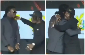 Shatta Wale and Stonebwoy seen hugging at the Ghana World Cup fundraising launch