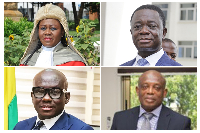 L-R: Chief Justice Gertrude Torkornoo, Dr Stephen Opuni, A-G Yeboah Dame and Lawyer Codjoe