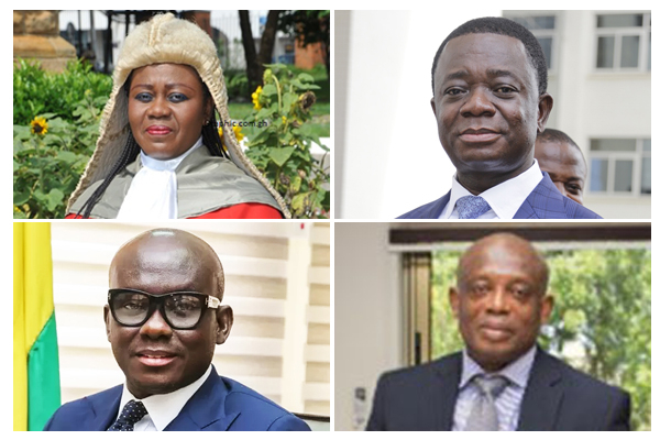 L-R: Chief Justice Gertrude Torkornoo, Dr Stephen Opuni, A-G Yeboah Dame and Lawyer Codjoe