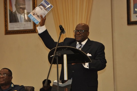 Wing Commander Patrick Nelson Sogbodjor Rtd launching the book