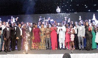 Minister of Transport,  Kwaku Ofori Asimah with the winners of the Ghana Shippers Awards