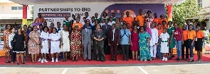 Mrs Rebecca Akufo- Addo (middle) with participants in the launch